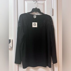 Anne Klein Elegant Black Lace Women's Top Size XL NWT